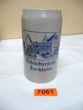 7061.     Alter Steingut Bierkrug Schindlerbräu Forchheim  Krug Bierkrug   1 L