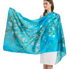 Womens 100 Mulberry Silk Long Large Neck Scarf Hijab Shawl Travel Wrap
