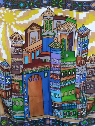 Bob Mackie Wearable Art Architecture Buildings Silk Scarf - Picture 3 of 6
