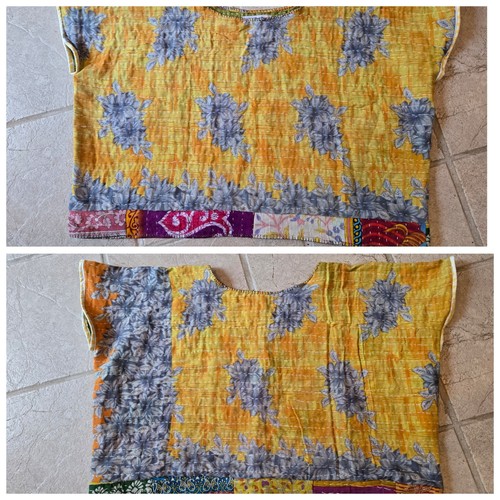 1X-2X Kantha Quilt Cropped Top Handmade OOAK Don't Throw It Out - Picture 3 of 7