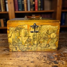 Vtg 70 s Anton Pieck Decoupage Wood Box Purse With Bakelite Handle By Vicki Jean