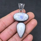Rainbow Moonstone Gemstone Handmade 925 Sterling Silver Jewelry Pendant Gift