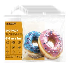 6” x 6” (Pack of 500) Clear 2 Mil Reclosable Zip Plastic Poly Bags with a Res...