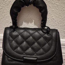 Black Quilted Top Handle Satchel Handbag Purse Lined Interior Black Hardware
