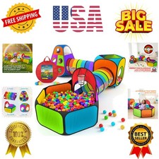5pc Kids' Play Tents Tunnels - Ball Pit for Toddlers, Basketball Hoop, Craw...