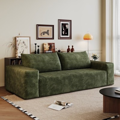63'' Cloud Loveseat Sofa Comfy Deep Seat Couches Boneless Corduroy Modular Couch