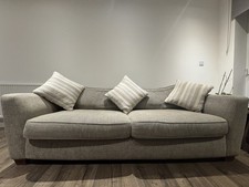 Grey Fabric Sofa Set Solid/Plain with Cushions 215x95x75cm and 130x95x75cm