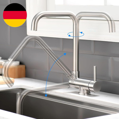 AIMADI Wasserhahn Küche Für Unter Fensterbank,Küchenarmatur Klappbar & 360° Dreh