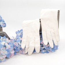 Antique 1940s Vintage Butter Soft Ivory French Leather Silk Kid 11" Gloves Sz 7