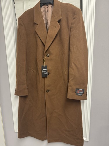 Silver Cloud Cashmere Wool Blend Italian Brown Dress Over Coat Men's 44 L - Picture 19 of 19