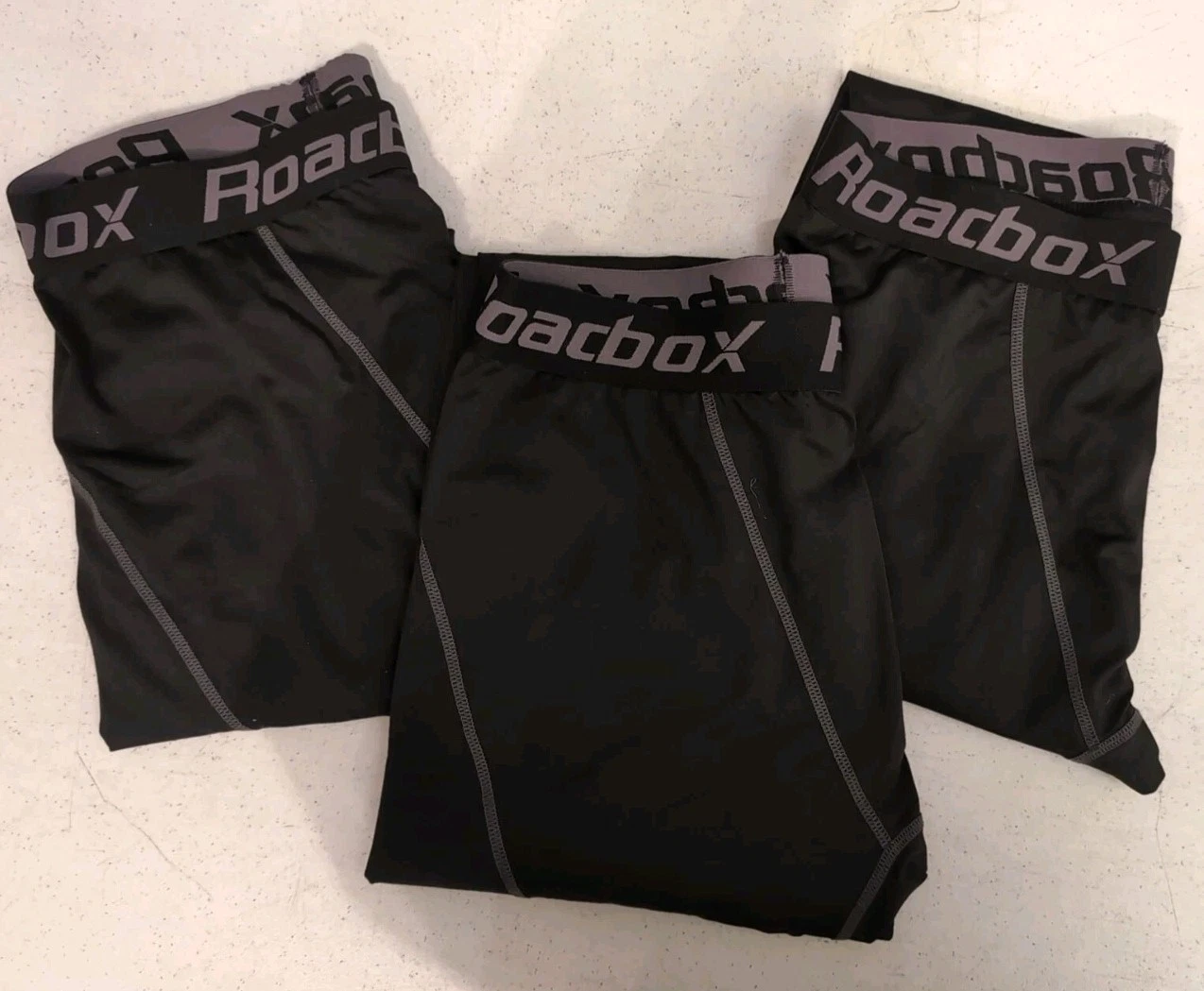 3pair Men's ROACBOX Base Layer STRETCH PANTS Large BLACK ACTIVE Hunting Hiking