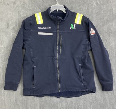 Bulwark FR Fleece Jacket Men XL Blue Full Zip ARC 17 EBT CAT 2 Zip Pockets LOGO