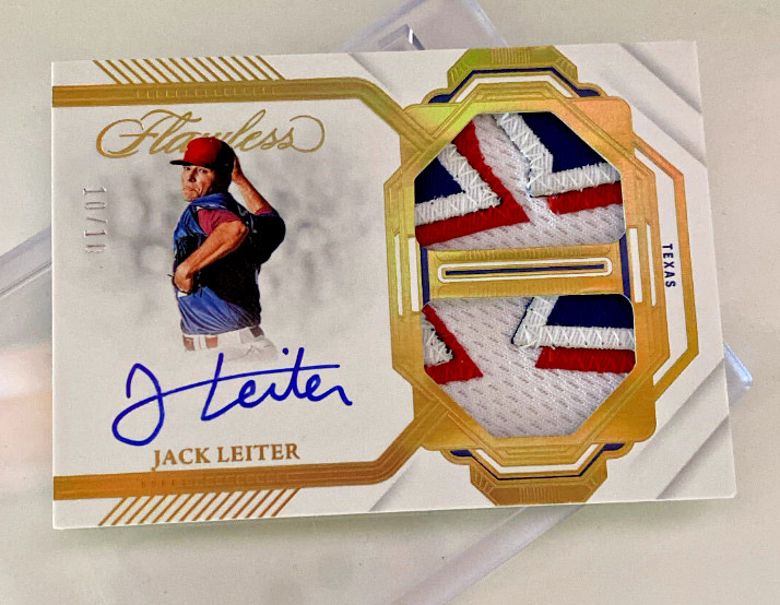 Jack Leiter Panini Flawless Dual Patch Auto 10/10 #DMA-JL Rangers 2023