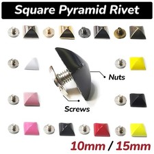 10mm-15mm Rivet Square Pyramid Studs Punk Screw Back Leather Craft lothing Bag