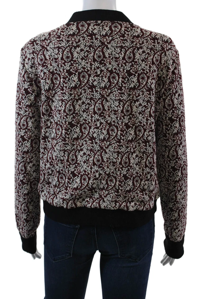 Женская вязаная куртка Michael Michael Kors на молнии спереди пейсли красно-белая размер большой - Изображение 4 из 4