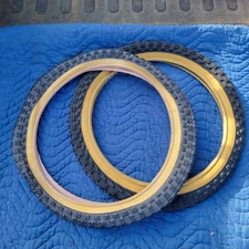  NOS Duro 16” Bicycle BMX Comp 3 Black Gum Wall Tires & Tubes 16x1.75 Set Of 2