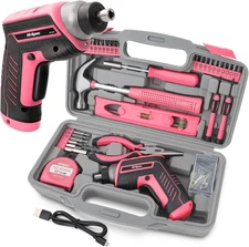 Hi-Spec 35pc Pink Tool Kit with 3.6V USB Electric Screwdriver and 3.6V,