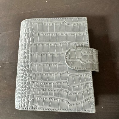 Moterm Personal Pocket A7  Planner Stone Gray Croc Leather NEW w/ Inserts