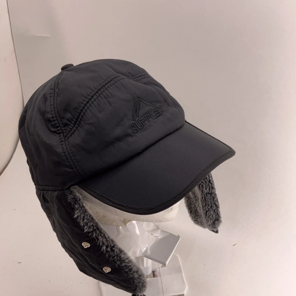 SUPPLEX soft shell insulated winter baseball hat long ear flaps fuzzy interior