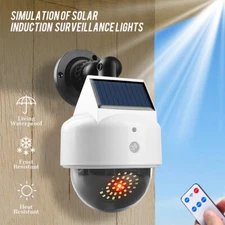 Solar Dummy Security Fake Camera LED Wall Light Motion Sensor Flood Outdoor Lamp