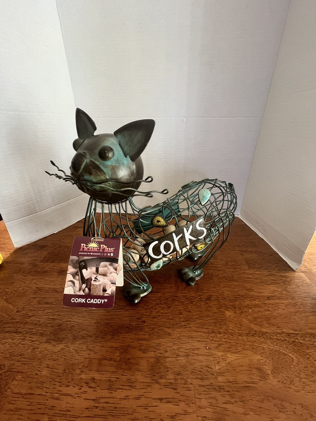 Unique/metal/ Wire  Cat/ Wine Cork Holder/Picnic Plus/NWT