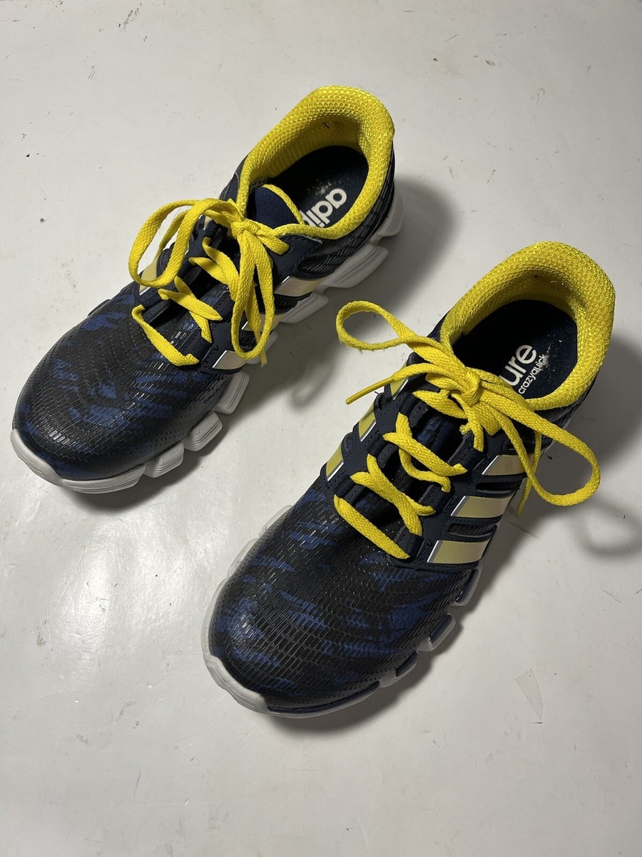 Adidas Mens Adipure Crazy Quick Size 7 Athletic Shoes Blue Yellow Trim Laces