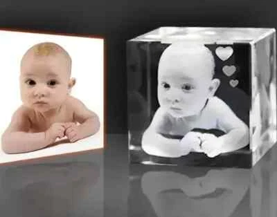 C50 Glas 3D Foto im Glas Geschenkidee 2D in 3D zu allen Anlässen Baby Hund Katze - Bild 1 von 4