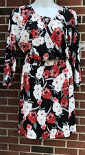 lularoe womans 3XL simply comfortable red black floral dress tie top dress
