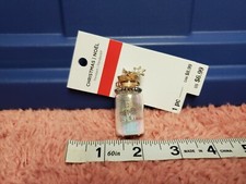 Christmas Pendant Glass Jar w/ Glitter Snow  Cork Stopper Christmas Pendant NEW