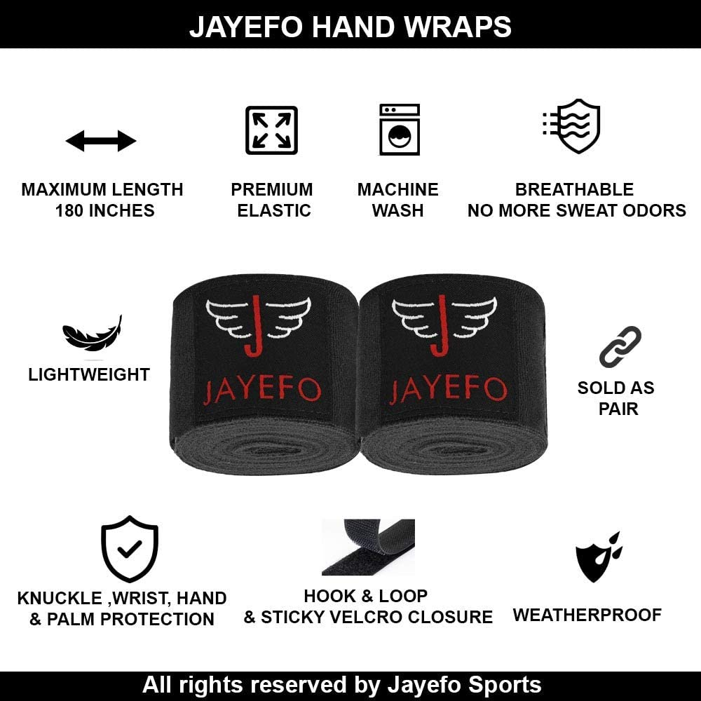 Jayefo Sports Hand Wraps 180 Inches Inner Boxing Gloves Martial Arts
