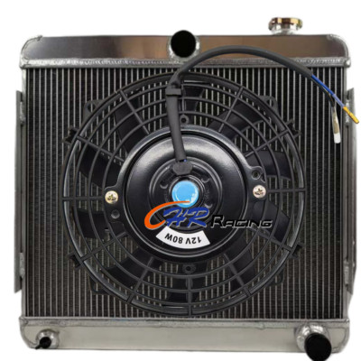 Aluminum Radiator+Fan for 1970 1971 Jeep CJ5 CJ6 / 1966-1971 Jeepster V6 MT