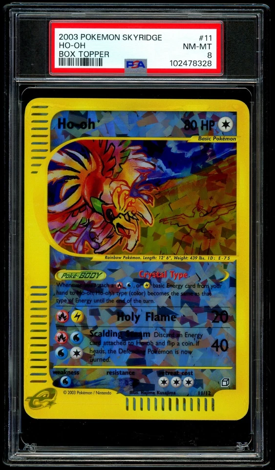 2003 Pokemon CRYSTAL HO-OH Skyridge REVERSE HOLO Jumbo TOPPER Card 11/12 - PSA 8 - Image 4 of 4
