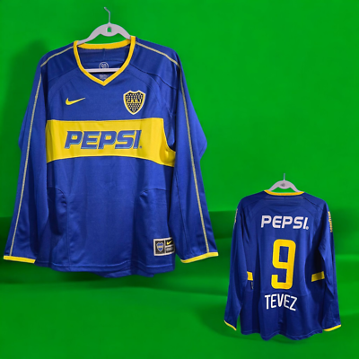BOCA Jr. HOME 2003/2004 - Blue - TEVEZ # 9 - SMALL (Run Small