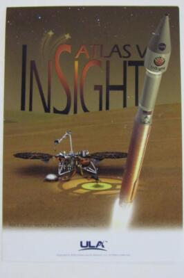 ATLAS V INSIGHT ULA CRISP MISSION GRAPHIC POSTCARD FULL COLOR 5'' BY 3.5'' TO MARS