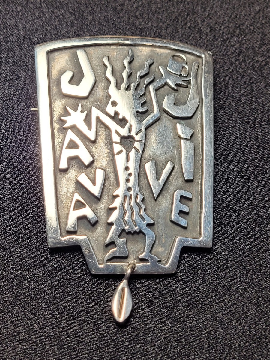 Vintage Sterling Silver Java Jive Brooch/Pin with Coffee