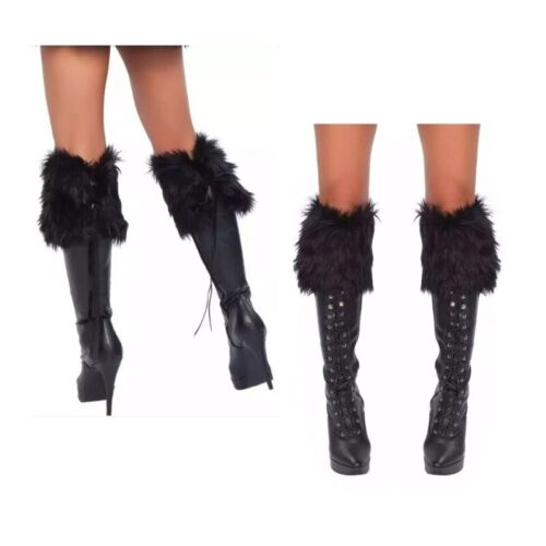 Faux Furs Leg Warmer Winter Warm Furs Boot Cuffs Cover,Party Costumes Shoe Cover - Picture 1 of 14