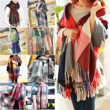 Women's Winter Long Scarf Wrap Tartan Plaid Blanket Oversized Shawl Scarves