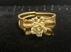 Vntg Early Miriam Haskell Signed Cream Celluloid Rose/pearl Brass Bracelet