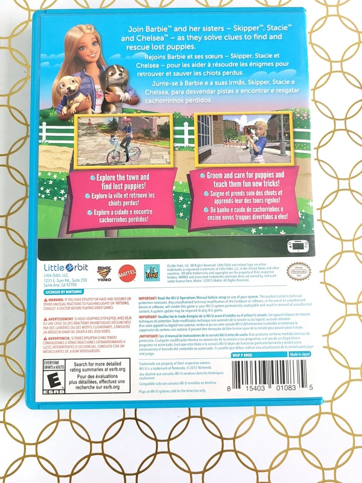Barbie & Her Sisters Puppy Rescue (Nintendo Wii U, 2015) CIB Complete - TESTED - Image 3 of 4