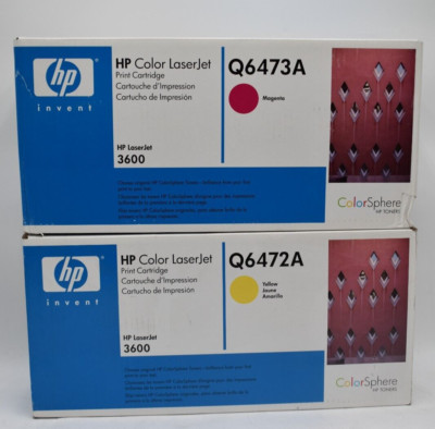 LOT OF 2 HP Color LaserJet Print Cartridge Q6473A Q6472A Magenta Yellow