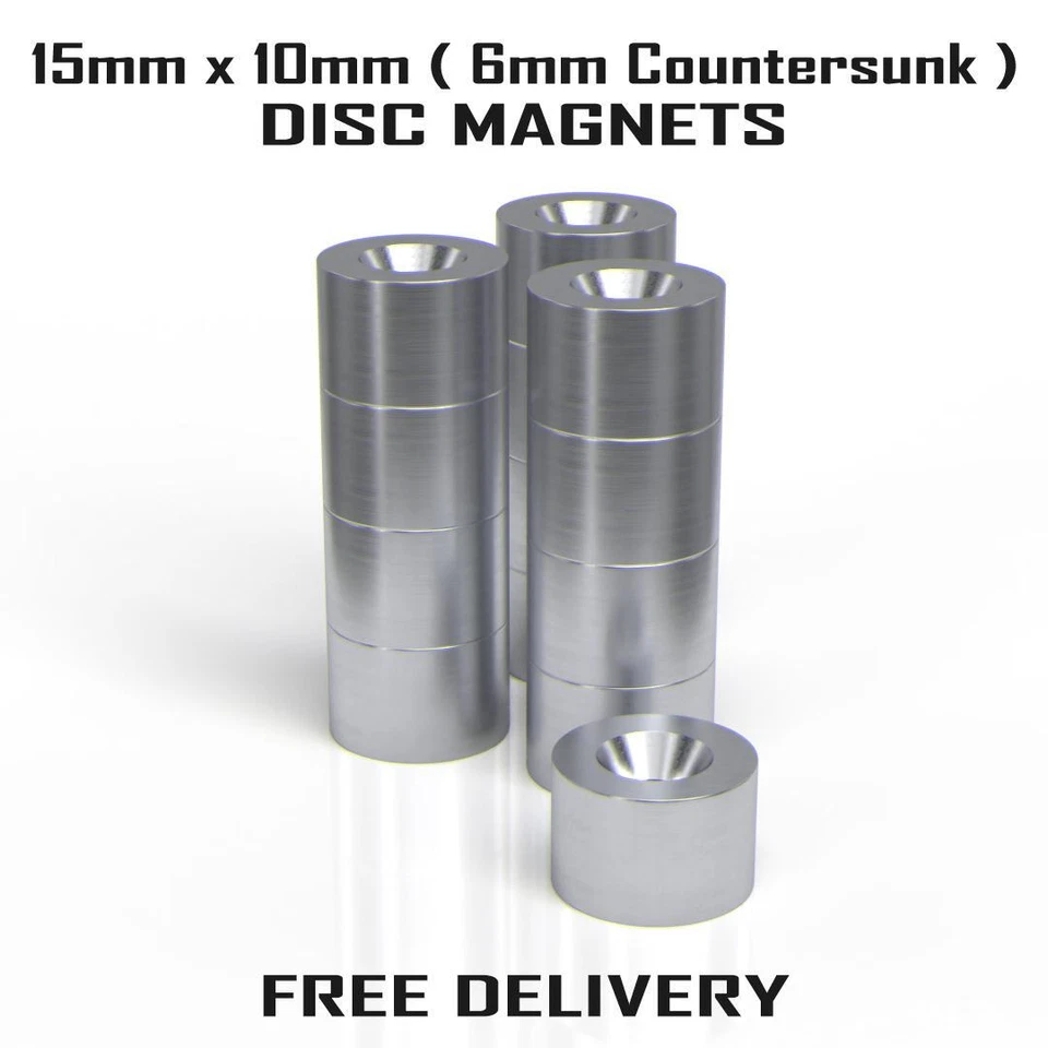 ONLINE MAGNETS 15mm x 10mm x 6mm Hole Countersunk STRONG Ring Screw Disc Neodymium Magnets