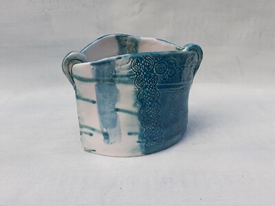 Studiokeramik Steingut Vase Handarbeit Abstrakt Deko Design