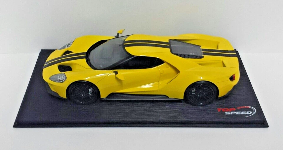 MODELLINO AUTO 1:18 TOP SPEED TSM FORD GT YELLOW LOS ANGELES SHOW 2015 DIE CAST - Immagine 2 di 4