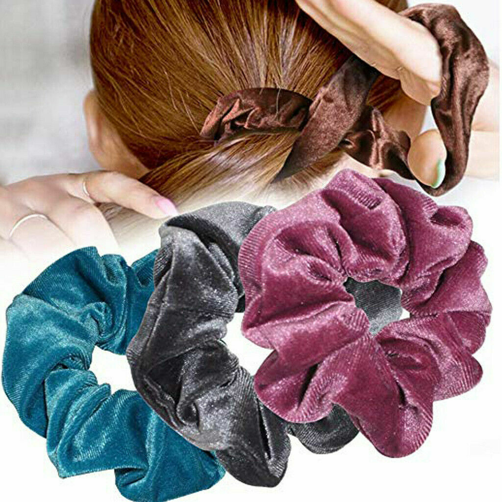 5-100 X Velvet Hair Elastics Women Girl Hair Scrunchies Hair Bands Hair Ties Lot