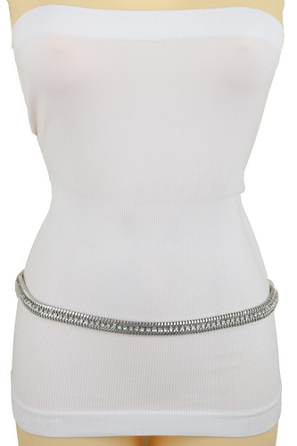 Women Silver Metal Chain Skinny Strap Waist Hip Celebrity Belt Fit Size S M L - 第 4/24 張圖片