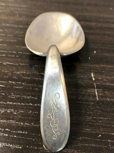 Vintage Silverplate Curved Baby Spoon Monogrammed SRN - Picture 3 of 7