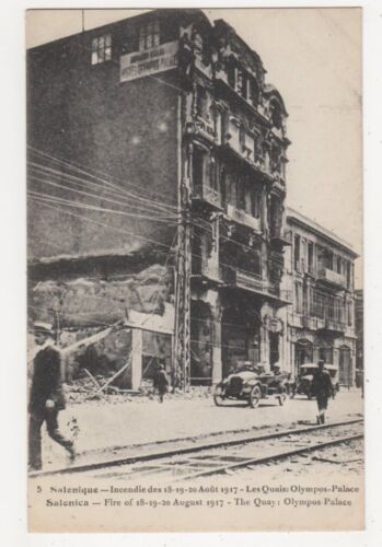 Salonica, 1917 Fire, The Quay, Olympos Palace Postcard, B421 - Picture 1 of 2