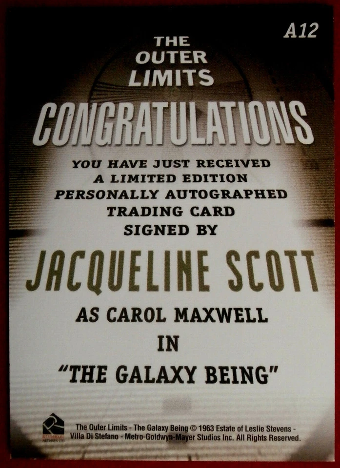 THE OUTER LIMITS - JACQUELINE SCOTT - Hand-Signed Autograph Card - 2002 - Image 2 of 2