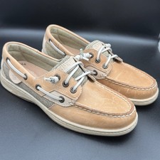 Sperry Koifish Leather Boat Shoe Loafers Mesh Trim Women 6.5 or Youth 5 Slip On