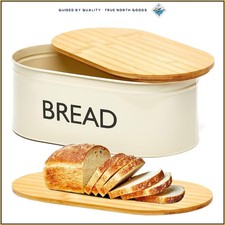 Stainless Steel Bread Container with Bamboo Lid, Great for Kitchen Organization